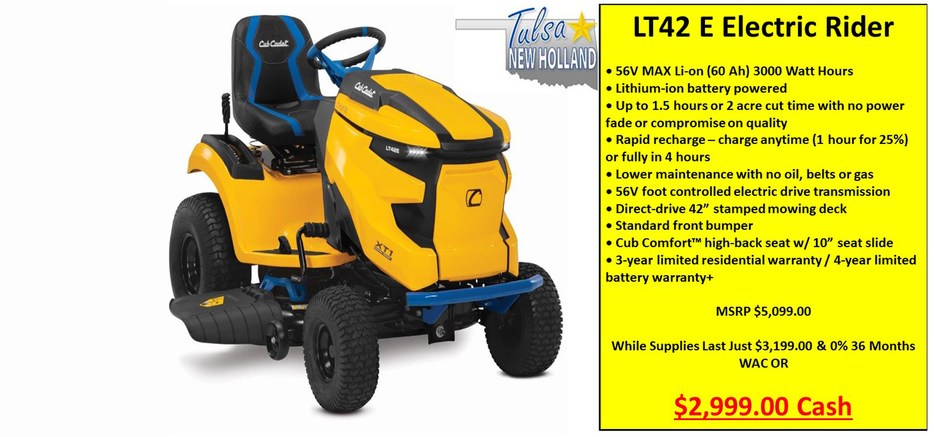 Tulsa New Holland, INC - LT42 E Electric Rider - Special Financing And Cash Price Offer